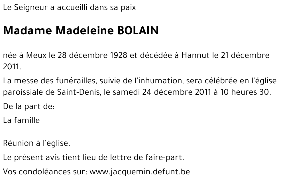 Madeleine BOLAIN