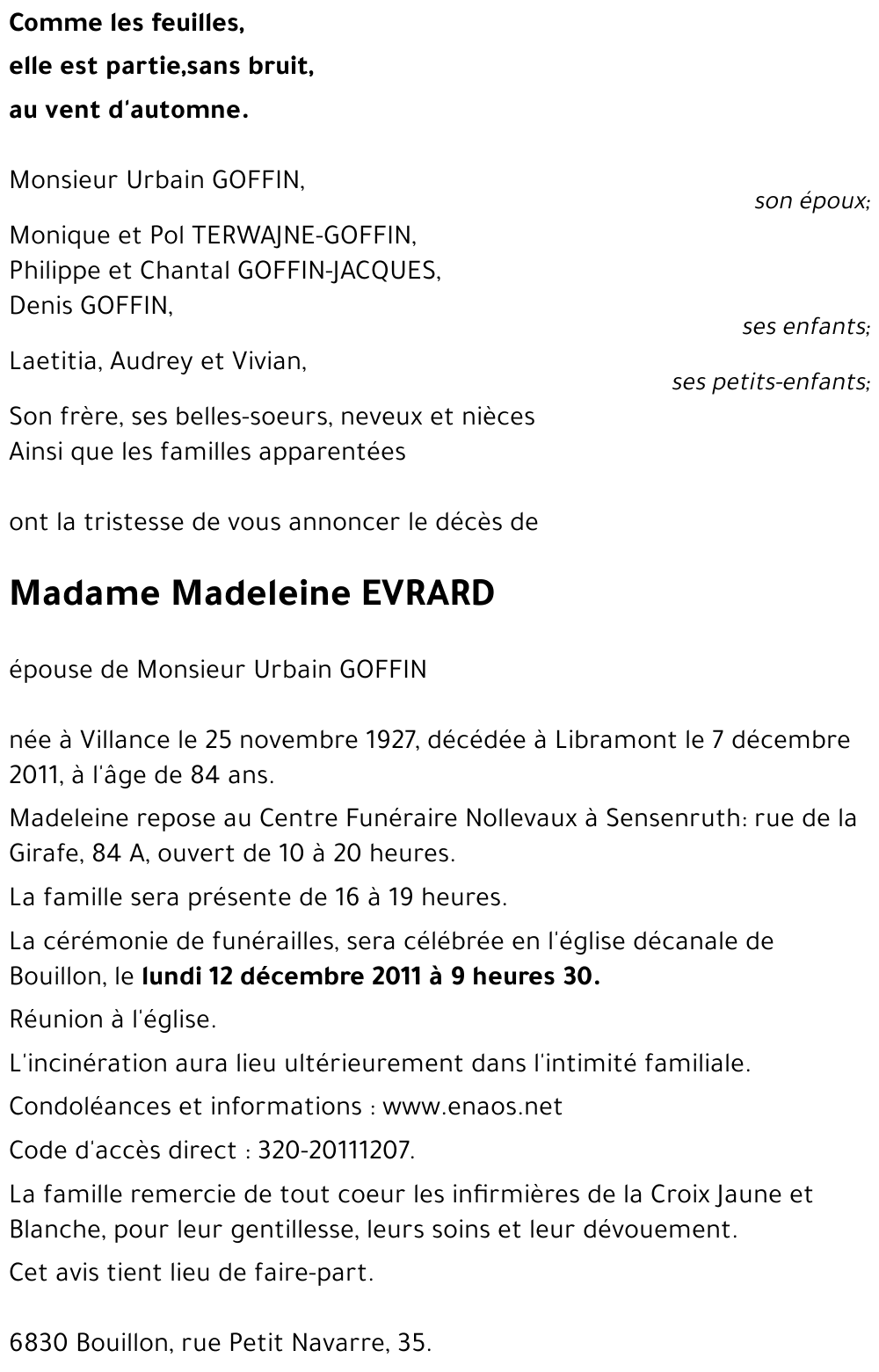 Madeleine EVRARD