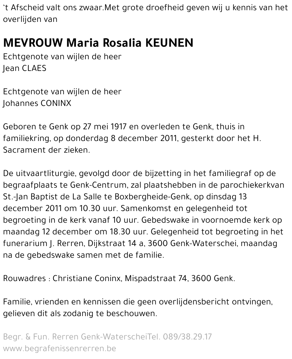 Maria Rosalia Keunen