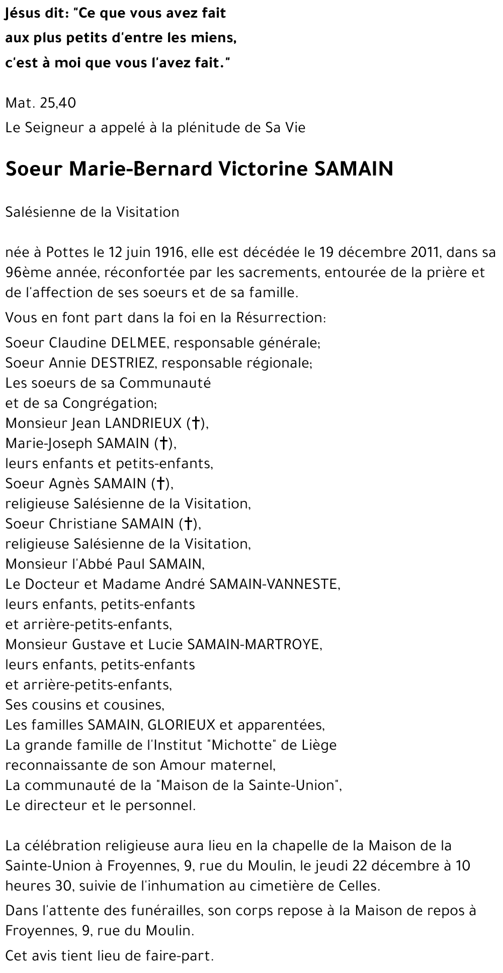 Marie-Bernard SAMAIN