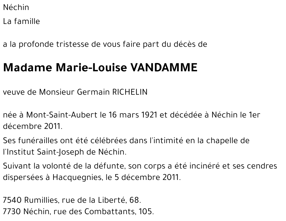 Marie-Louise VANDAMME