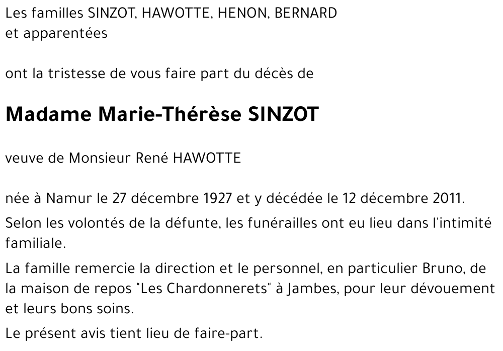 Marie-Thérèse SINZOT