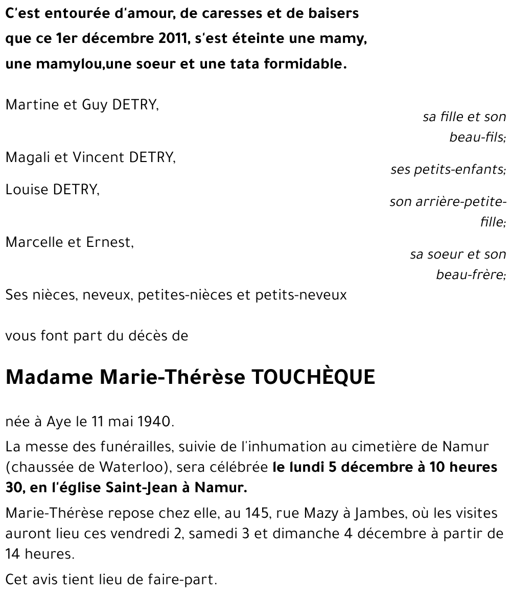 Marie-Thérèse TOUCHèQUE