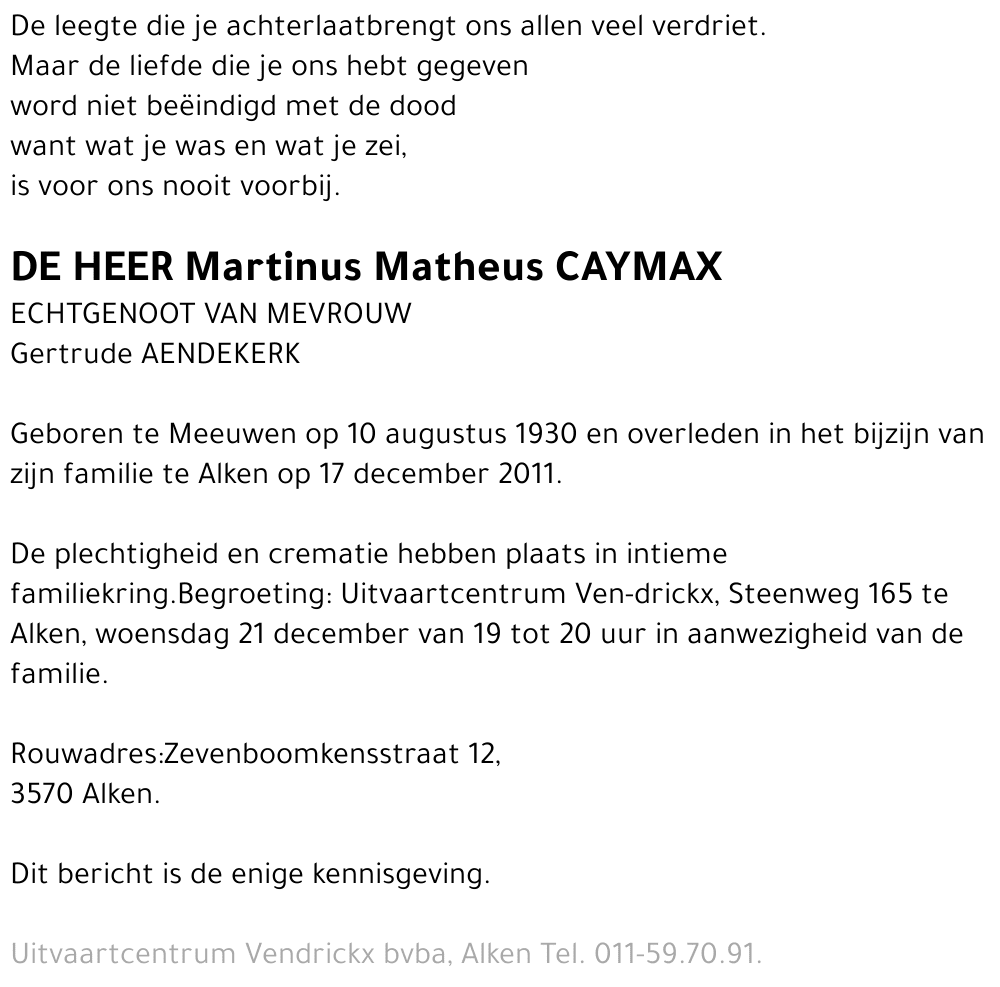 Martinus Matheus CAYMAX