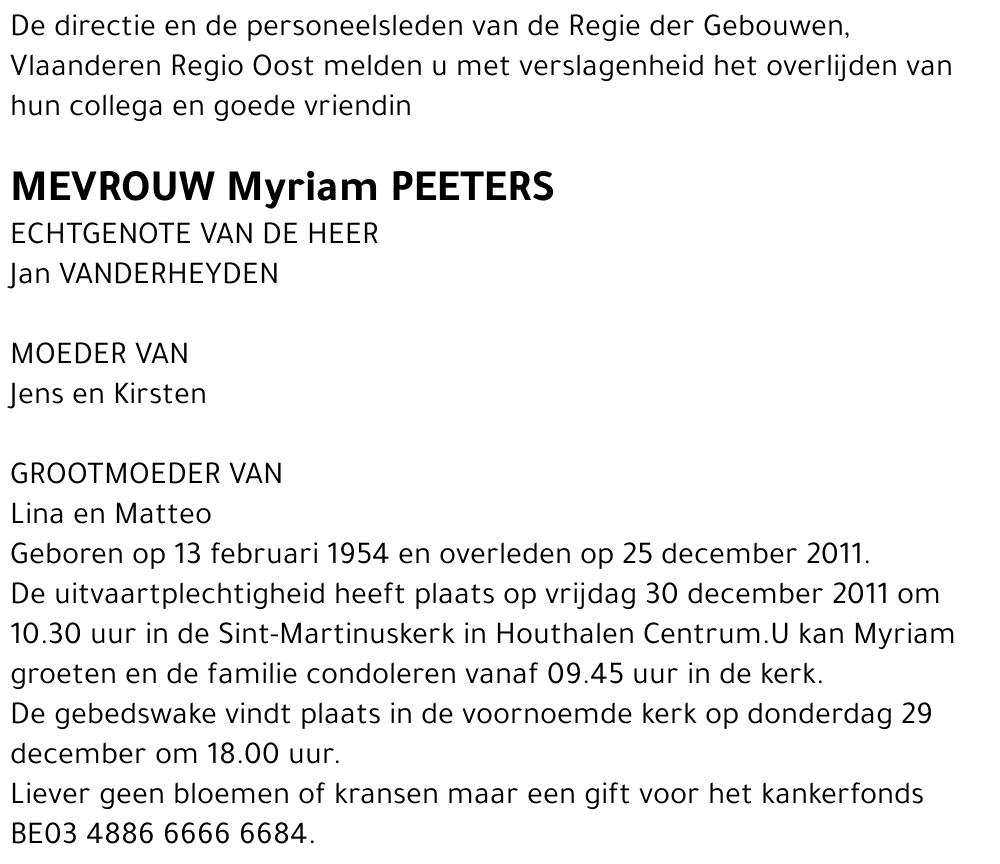 Miriam PEETERS