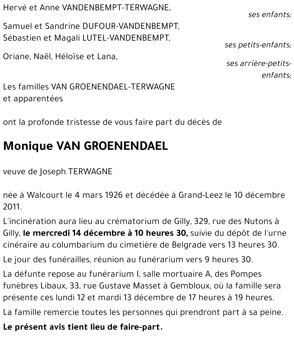 Monique VAN GROENENDAEL