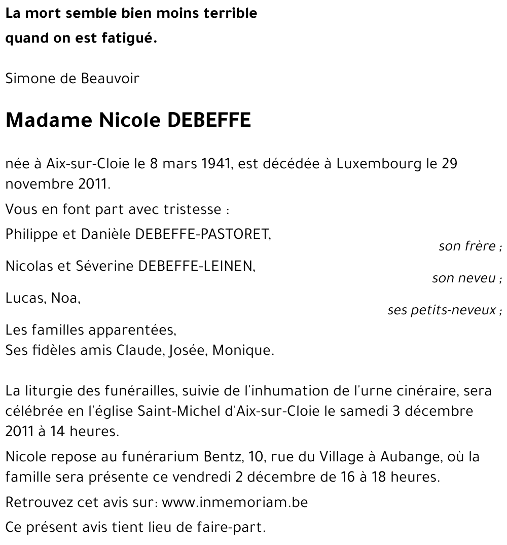 Nicole DEBEFFE
