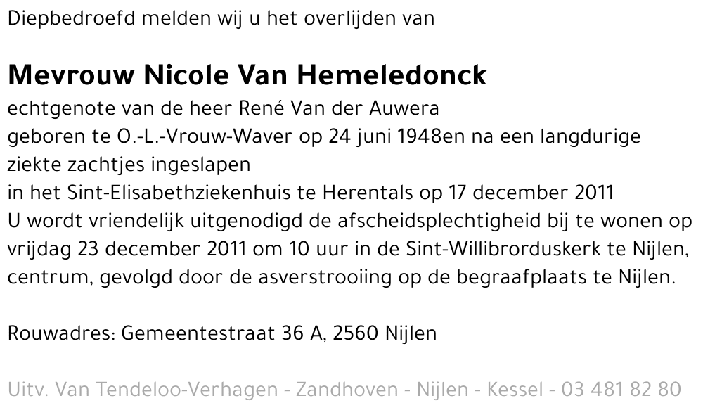 Nicole Van Hemeledonck