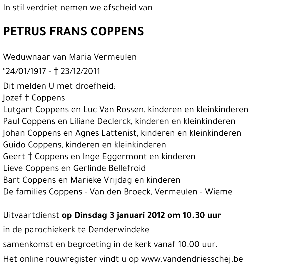 Petrus Frans COPPENS