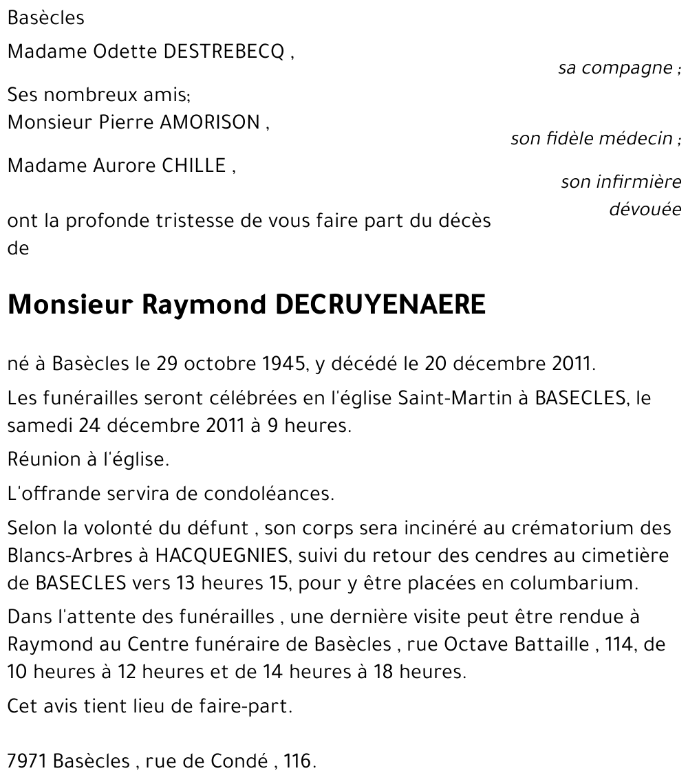 Raymond DECRUYENAERE