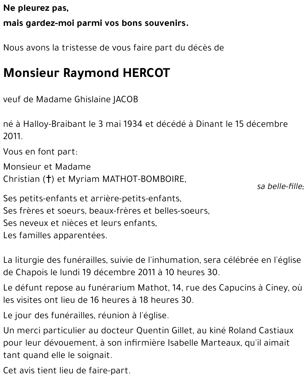 Raymond HERCOT