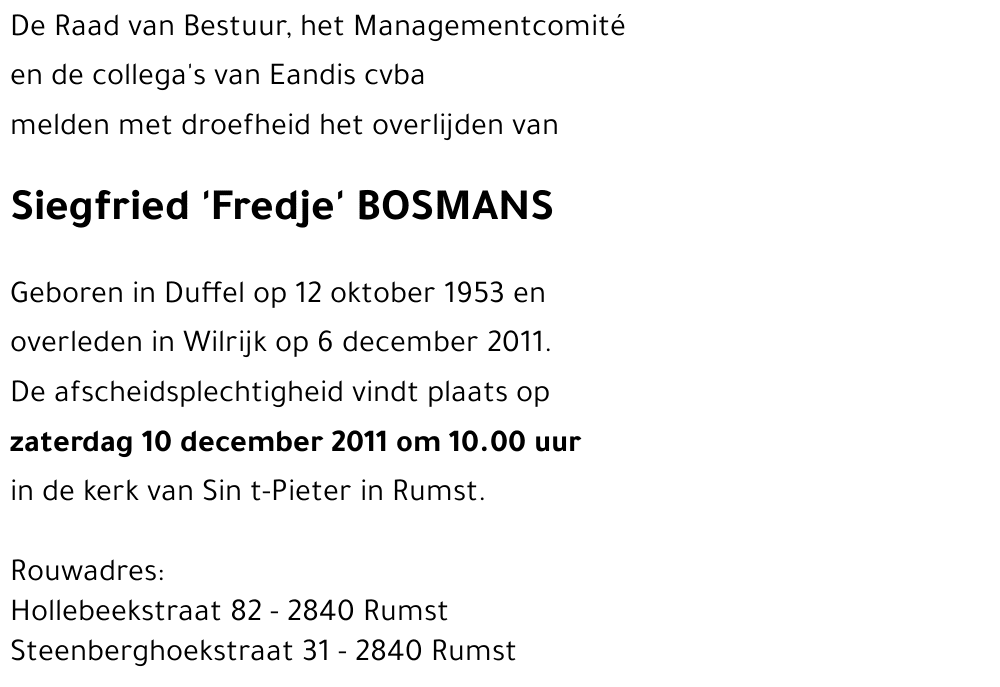 Siegfried 'Fredje' BOSMANS