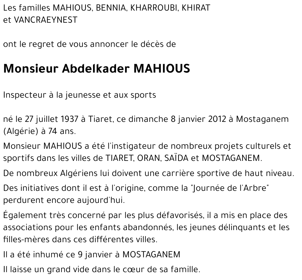 Abdelkader MAHIOUS