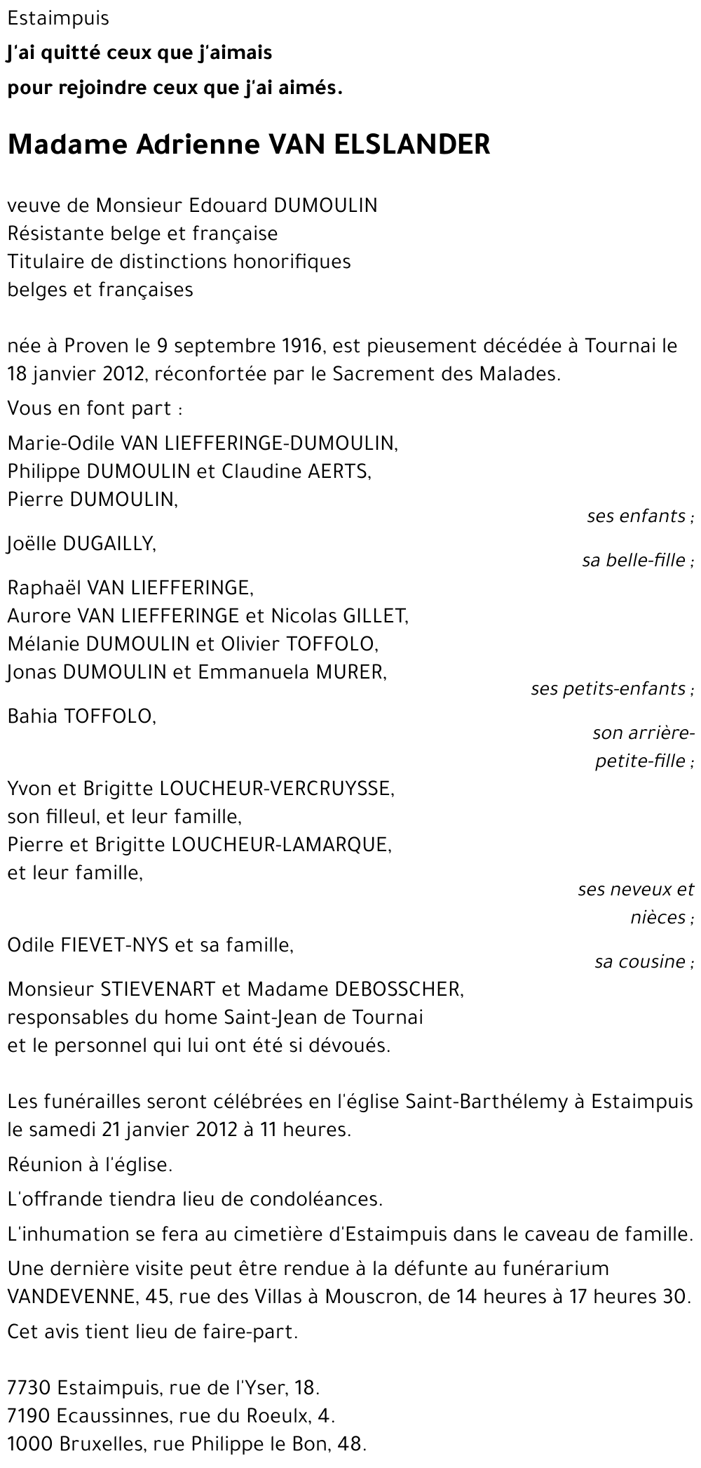 Adrienne VAN ELSLANDER