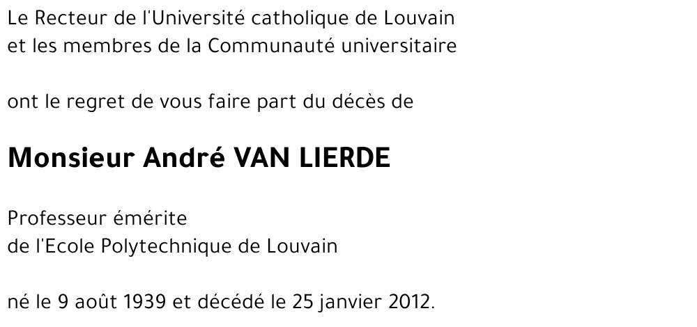 André VAN LIERDE