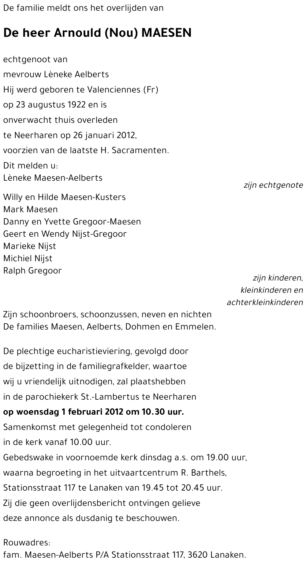 Arnould (Nou) MAESEN