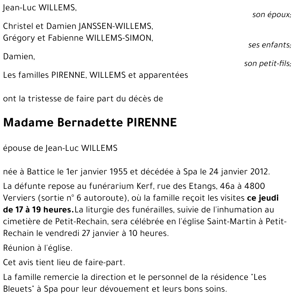 Bernadette PIRENNE