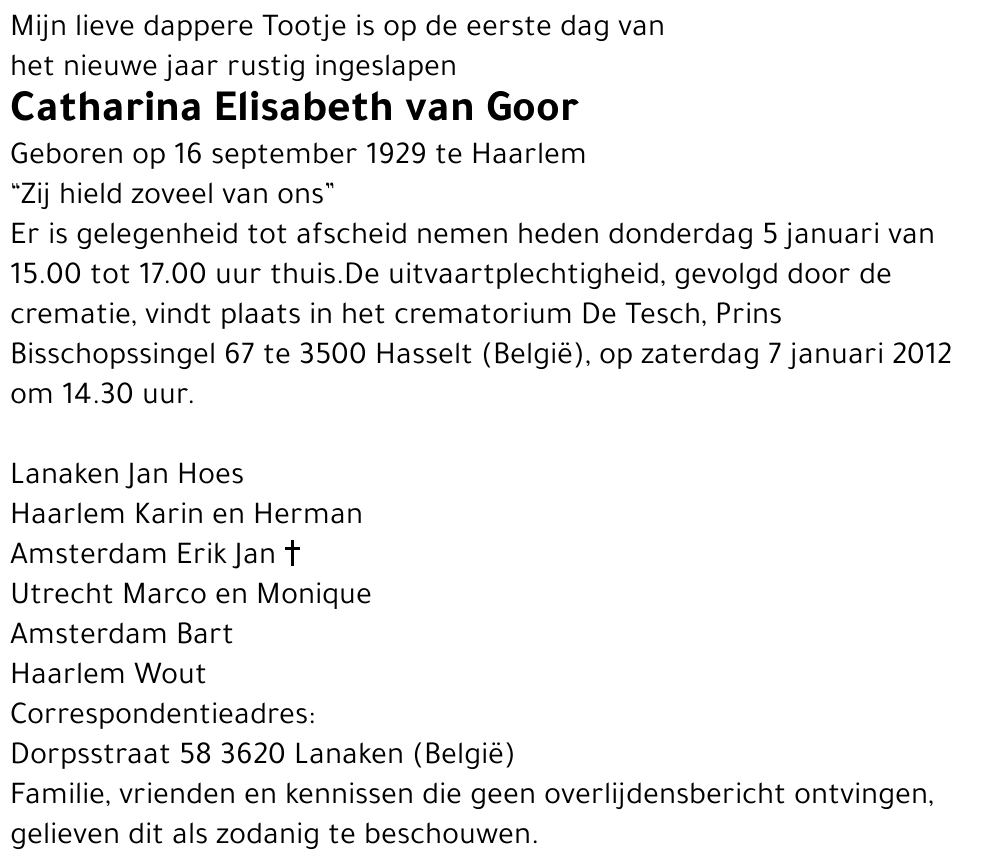 Catharina Elisabeth van Goor