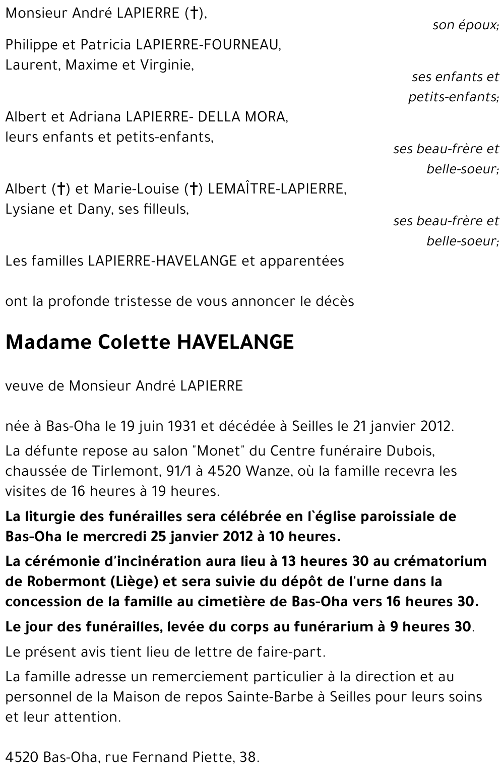 Colette Havelange
