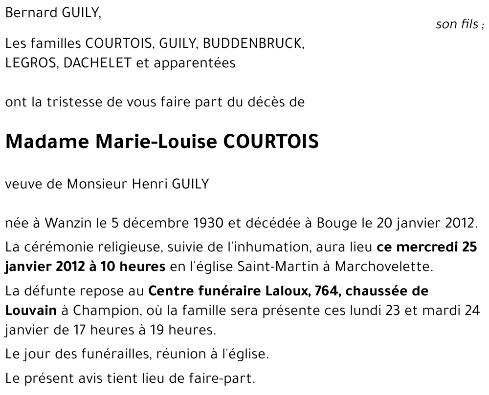 COURTOIS Marie-Louise