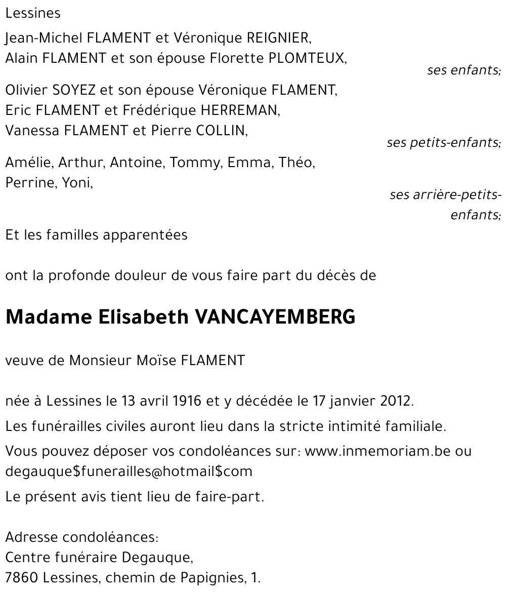 Elisabeth VANCAYEMBERG