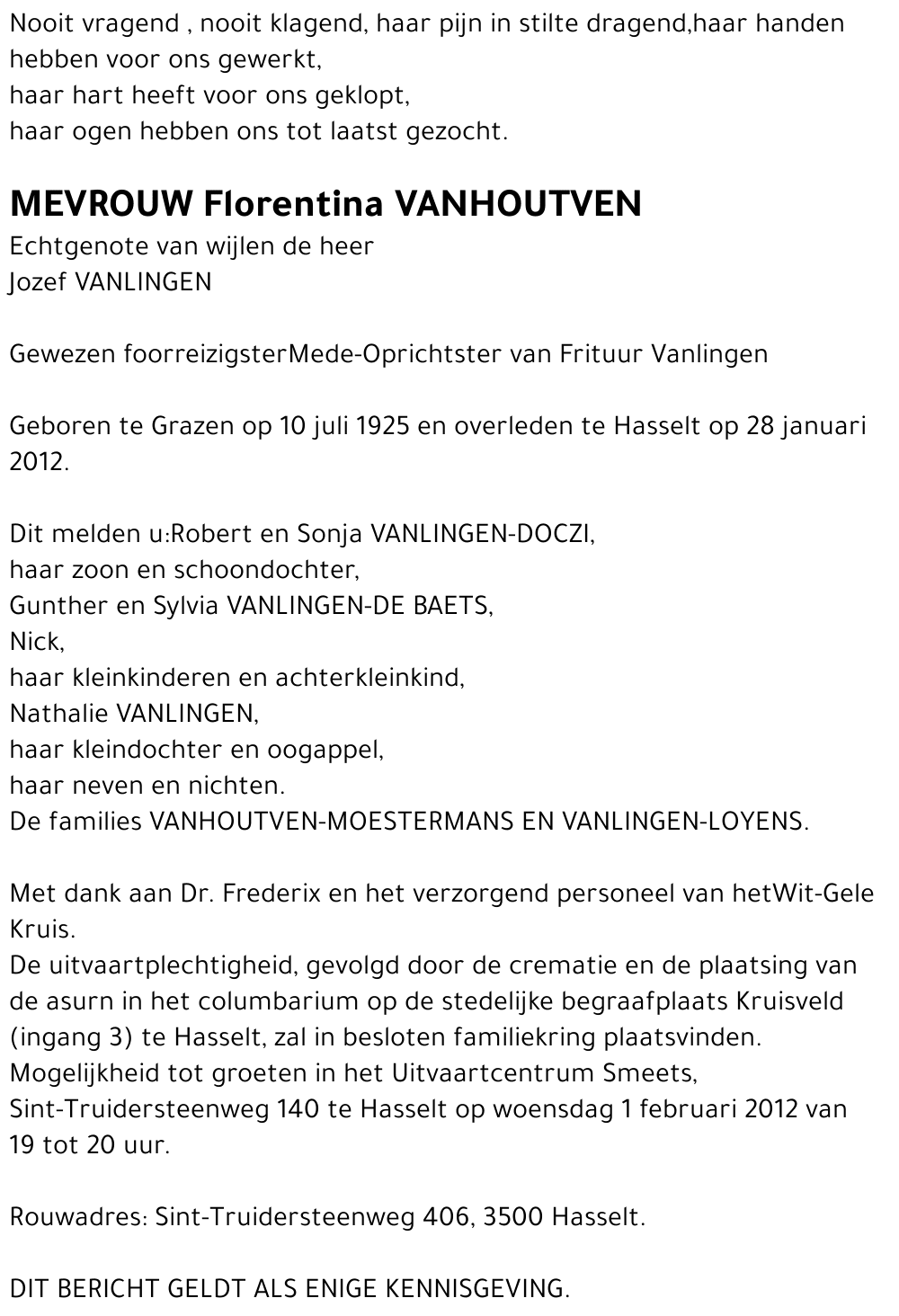 Florentina Vanhoutven