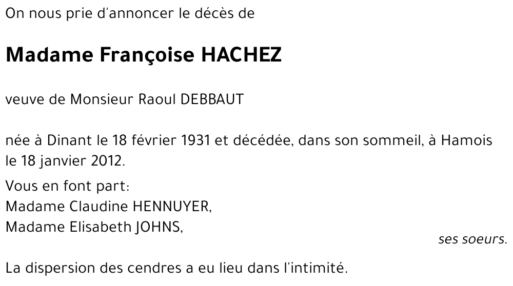 Françoise HACHEZ