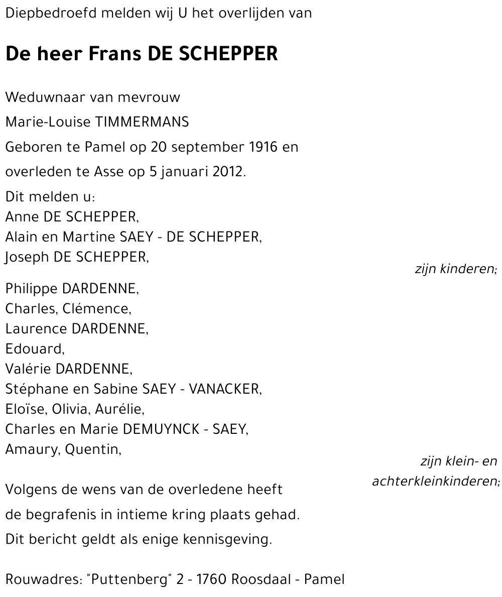 Frans DE SCHEPPER