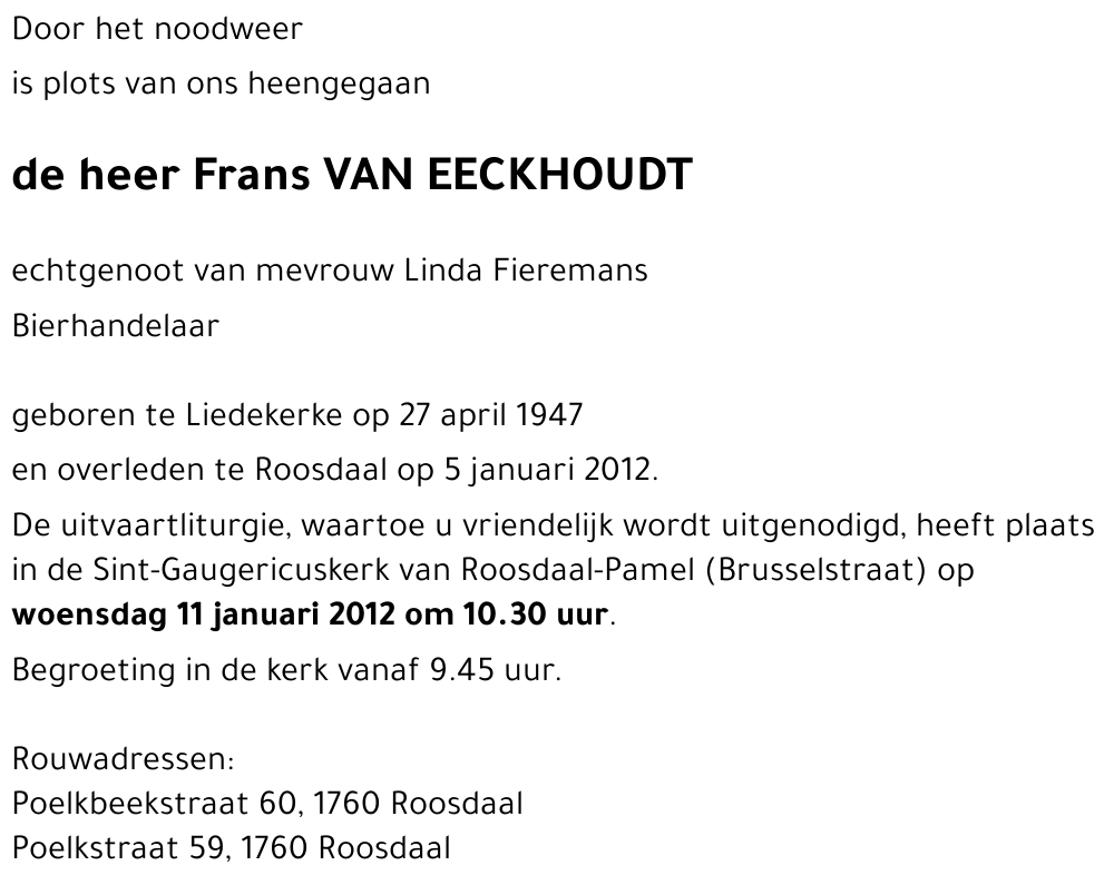 Frans VAN EECKHOUDT