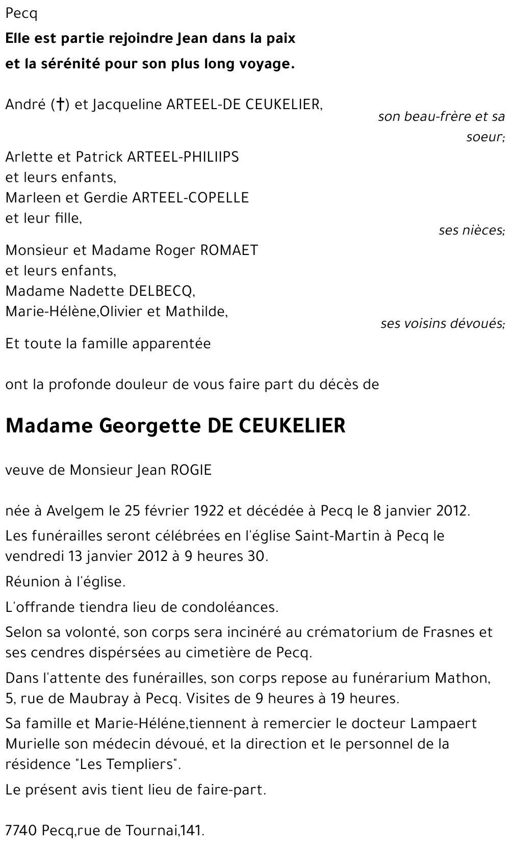GEORGETTE DE CEUKELIER