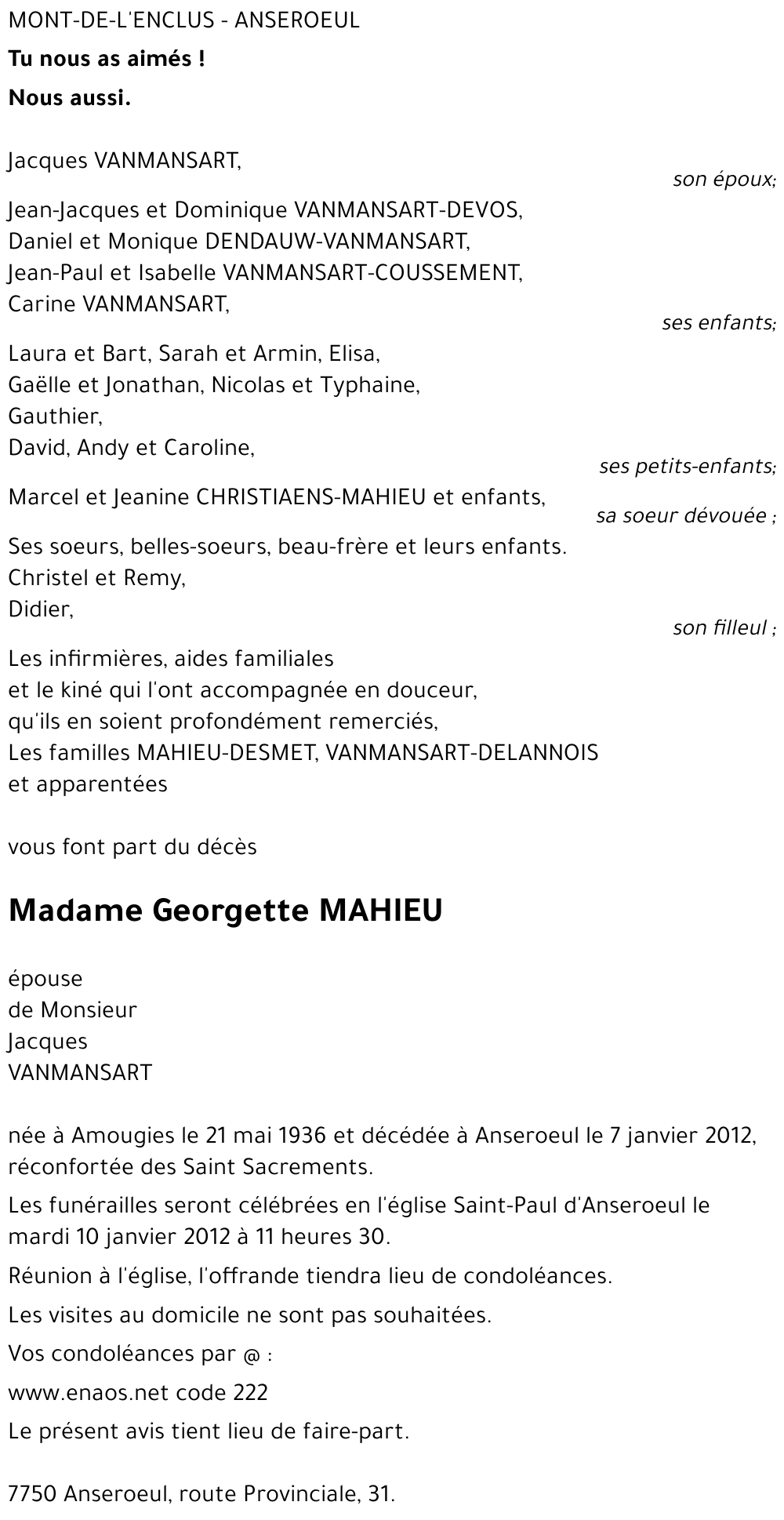 Georgette MAHIEU