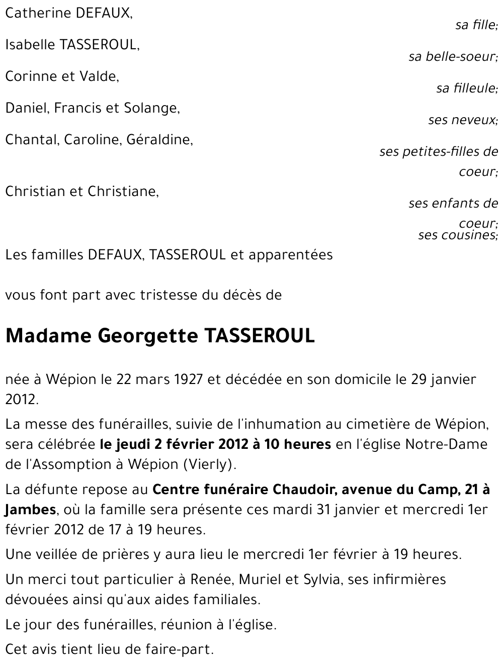 Georgette TASSEROUL