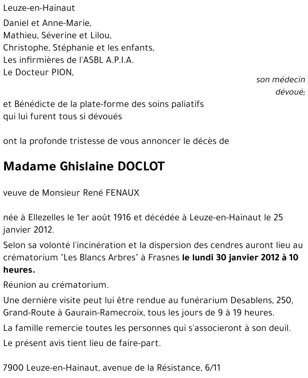 Ghislaine DOCLOT