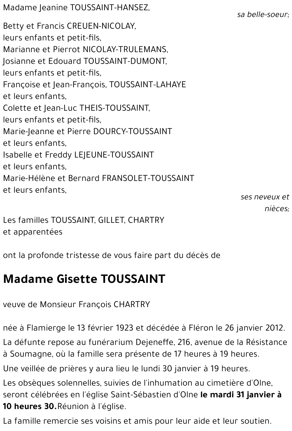 Gisette TOUSSAINT