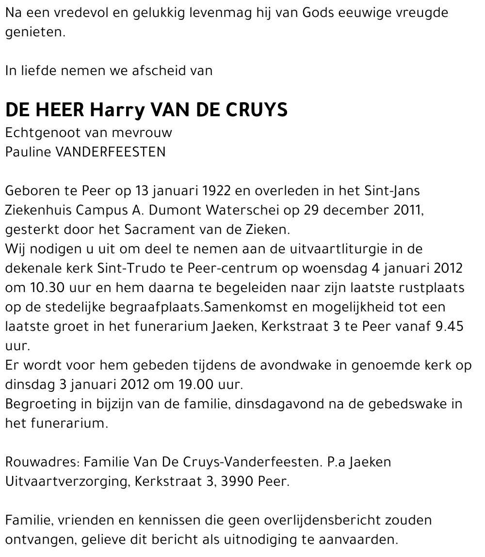 Harry VAN DE CRUYS