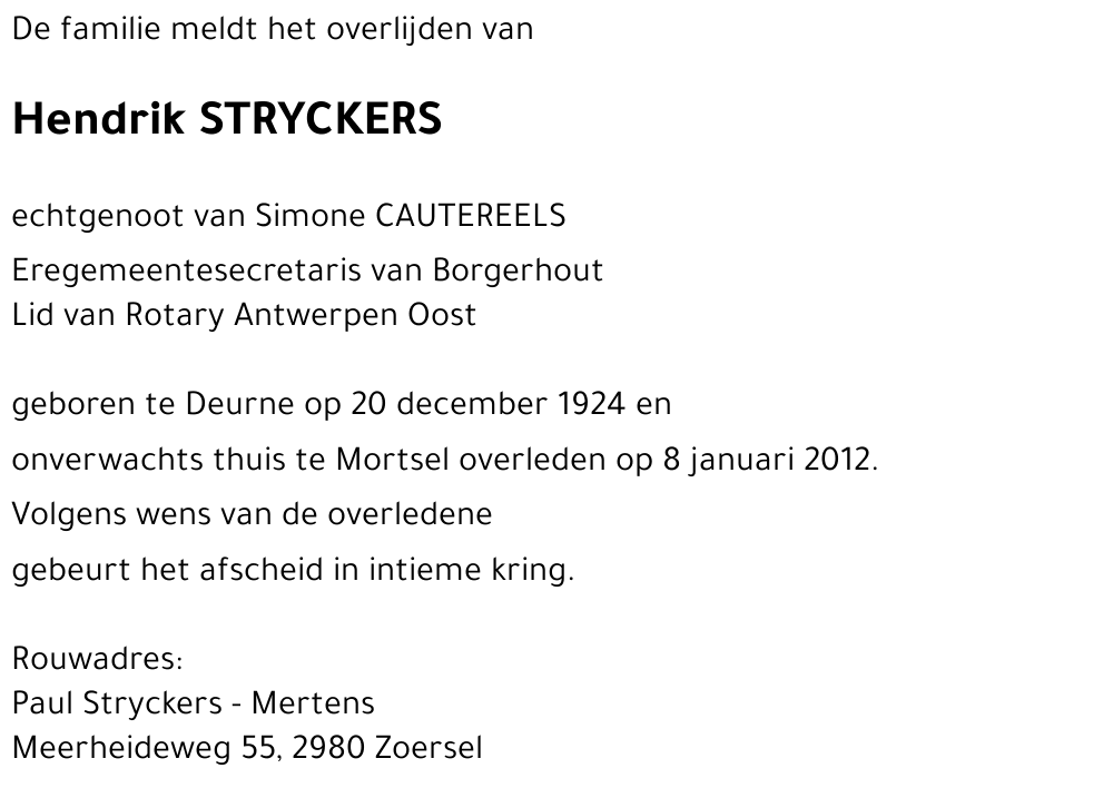 Hendrik STRYCKERS