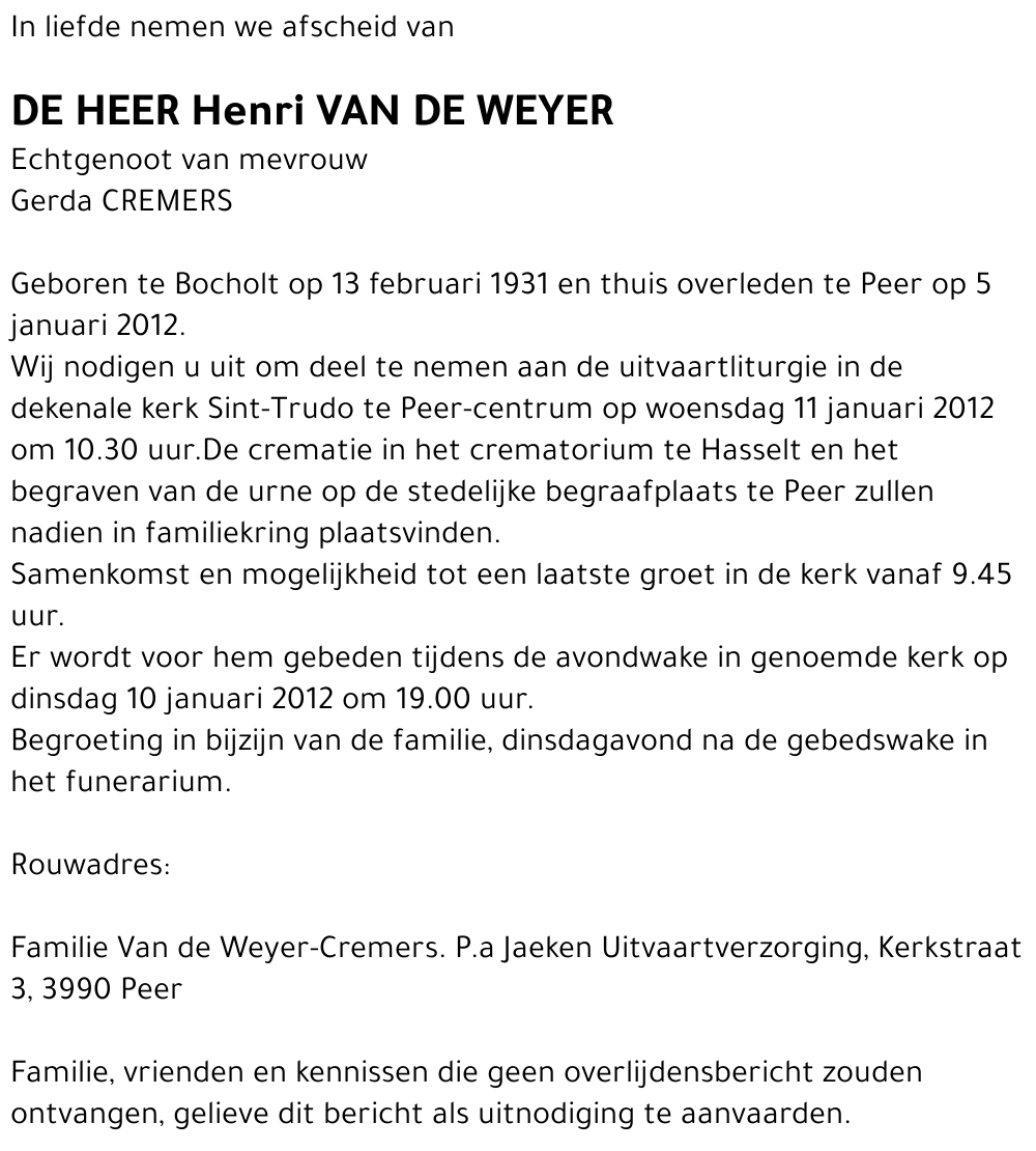 Henri Van de Weyer