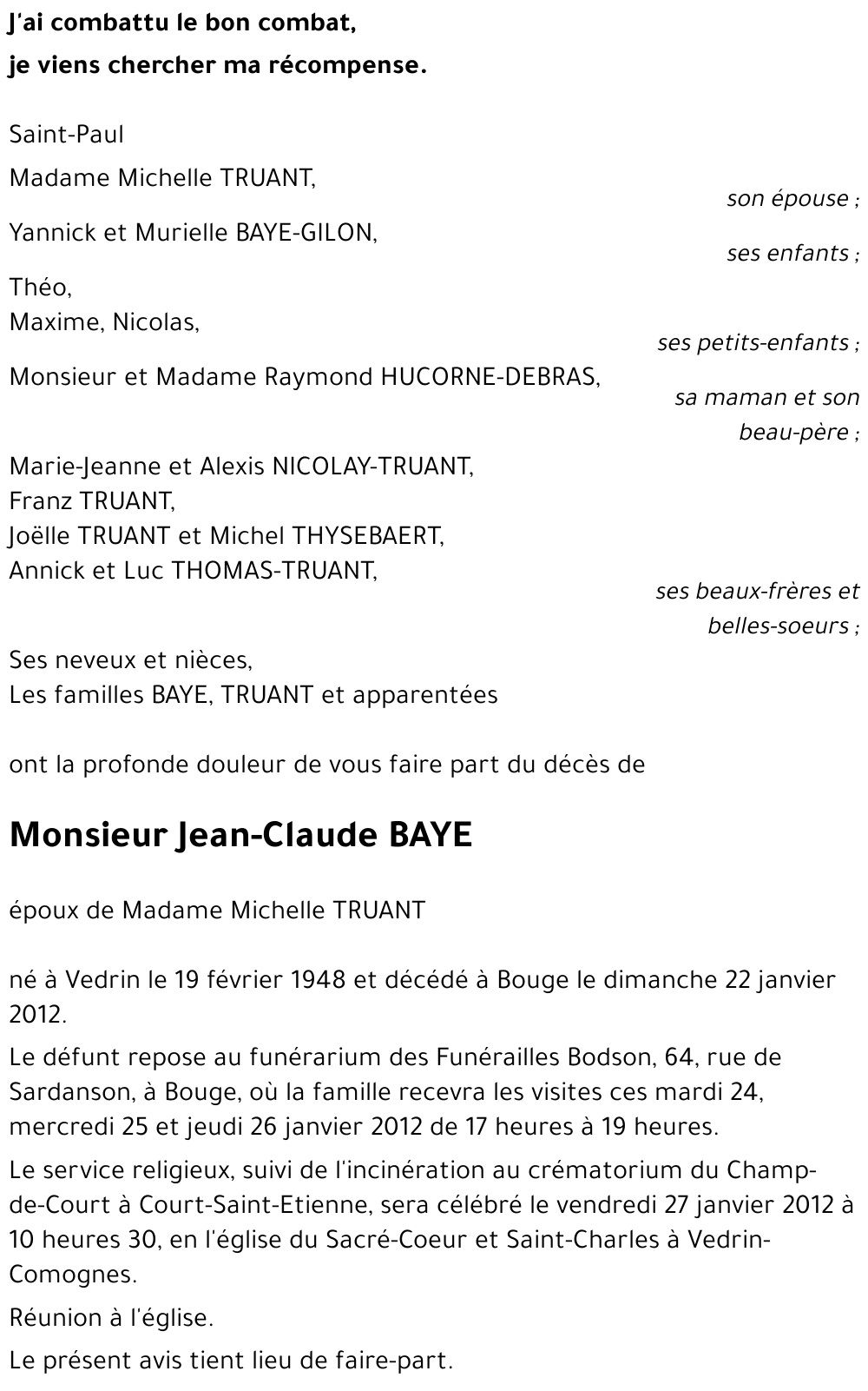 Jean-Claude BAYE