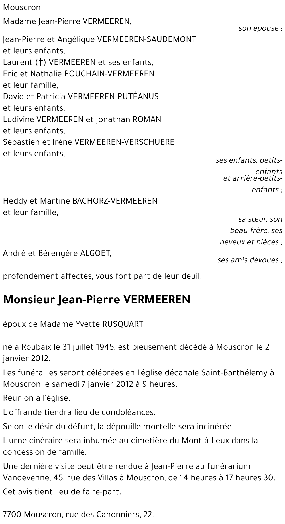 Jean-Pierre VERMEEREN