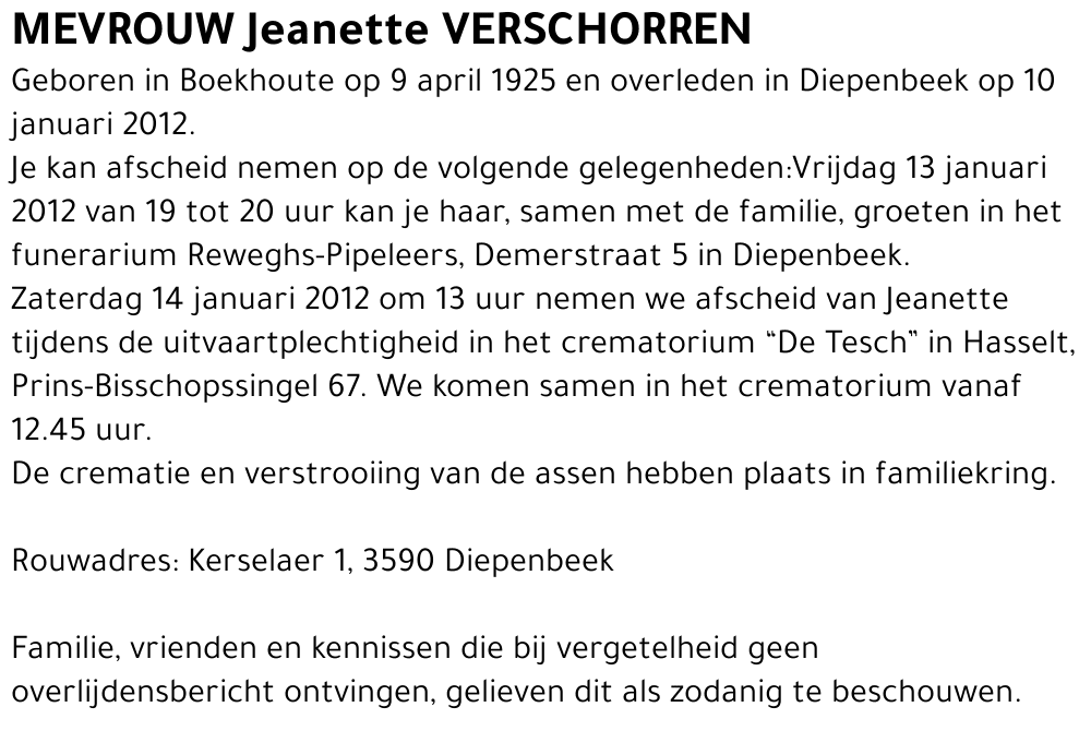 Jeanette VERSCHORREN