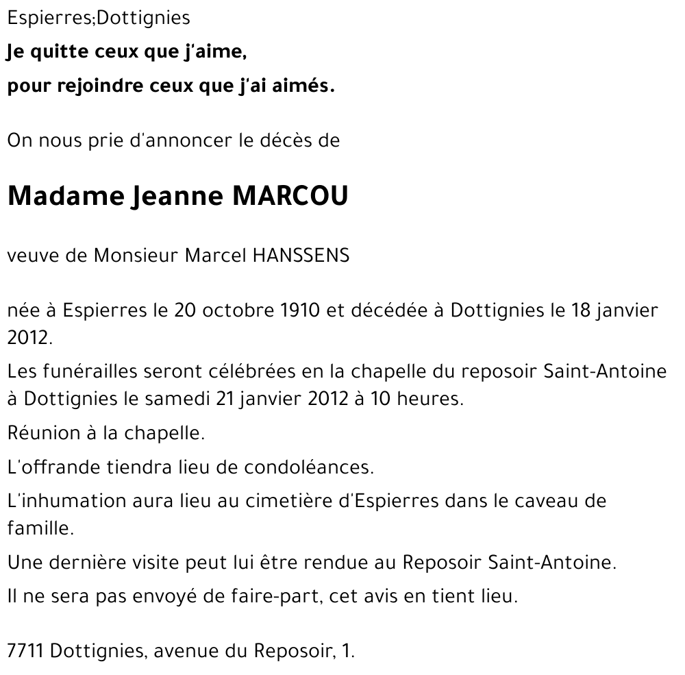 Jeanne MARCOU