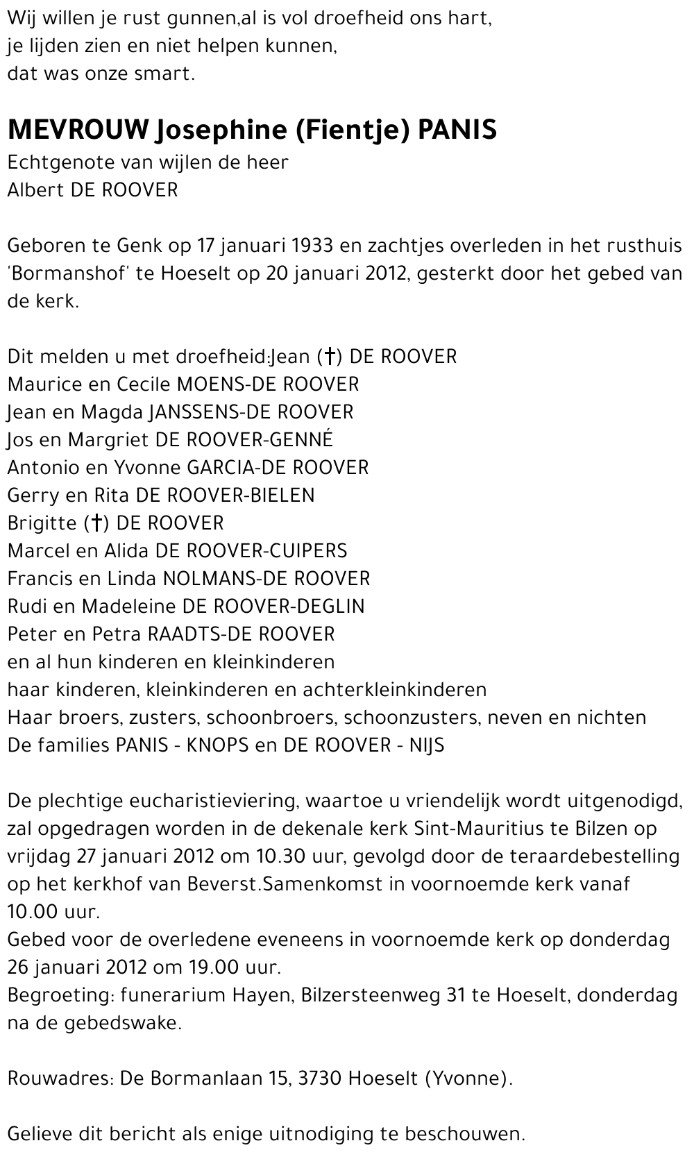 Josephine (Fientje) Panis