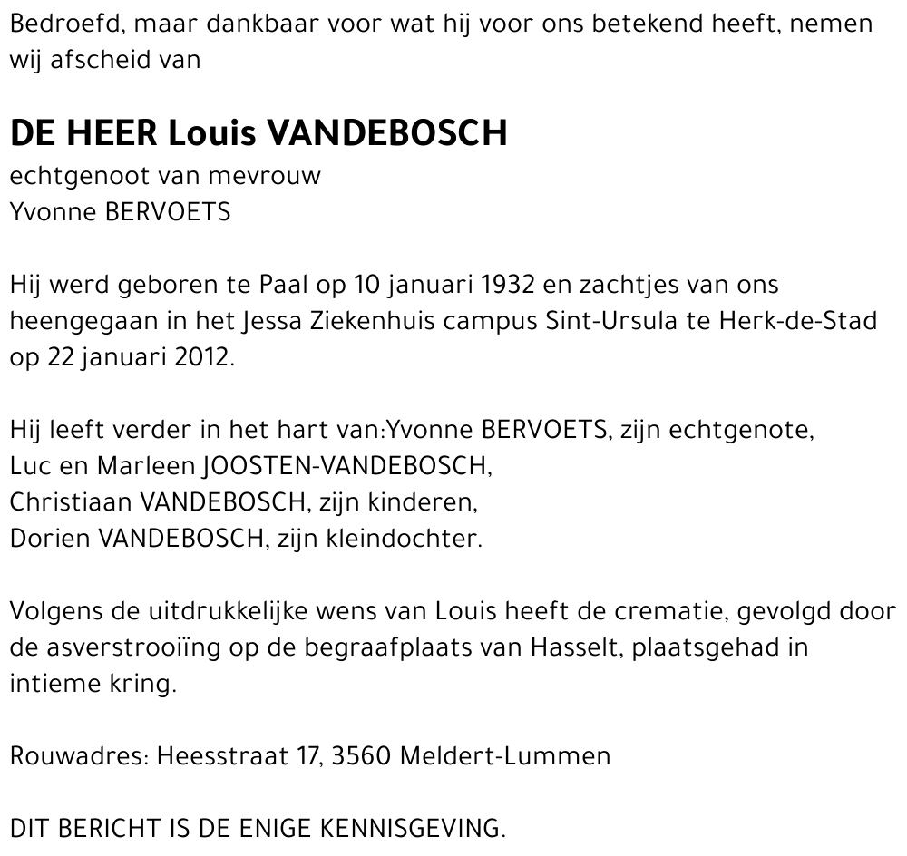 Louis VANDEBOSCH