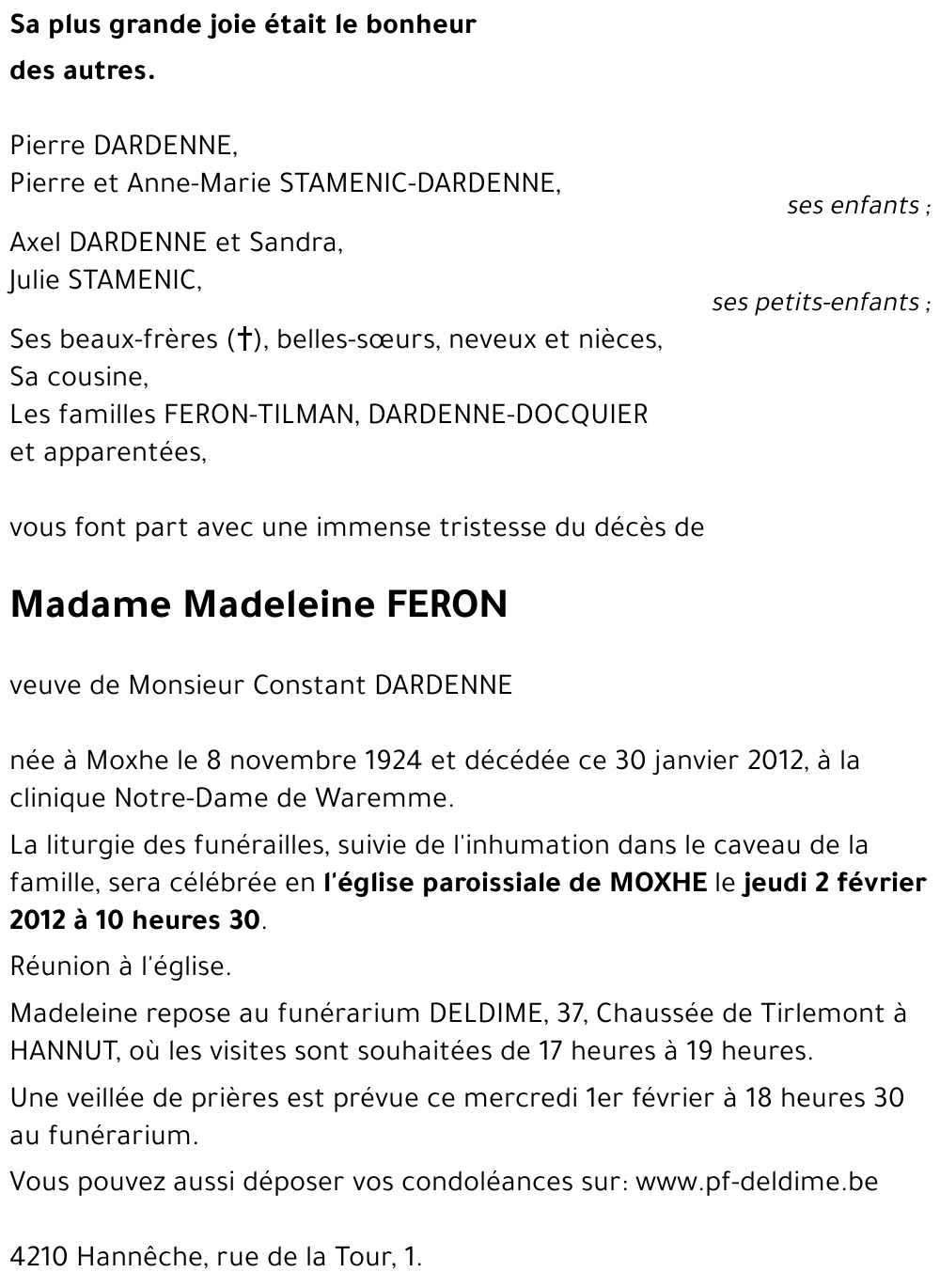 Madeleine FERON