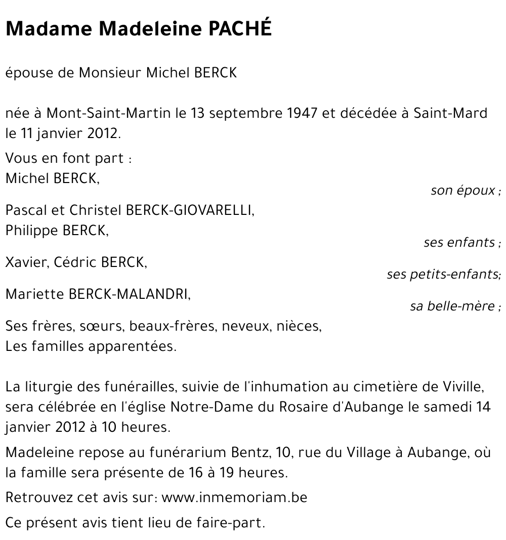 Madeleine PACHÉ