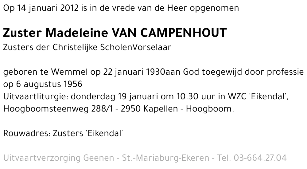 Madeleine Van Campenhout