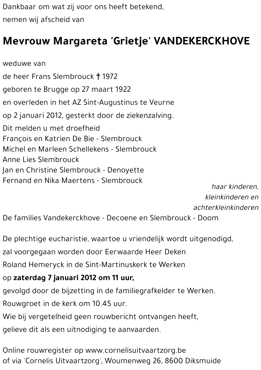 Margareta 'Grietje' VANDEKERCKHOVE