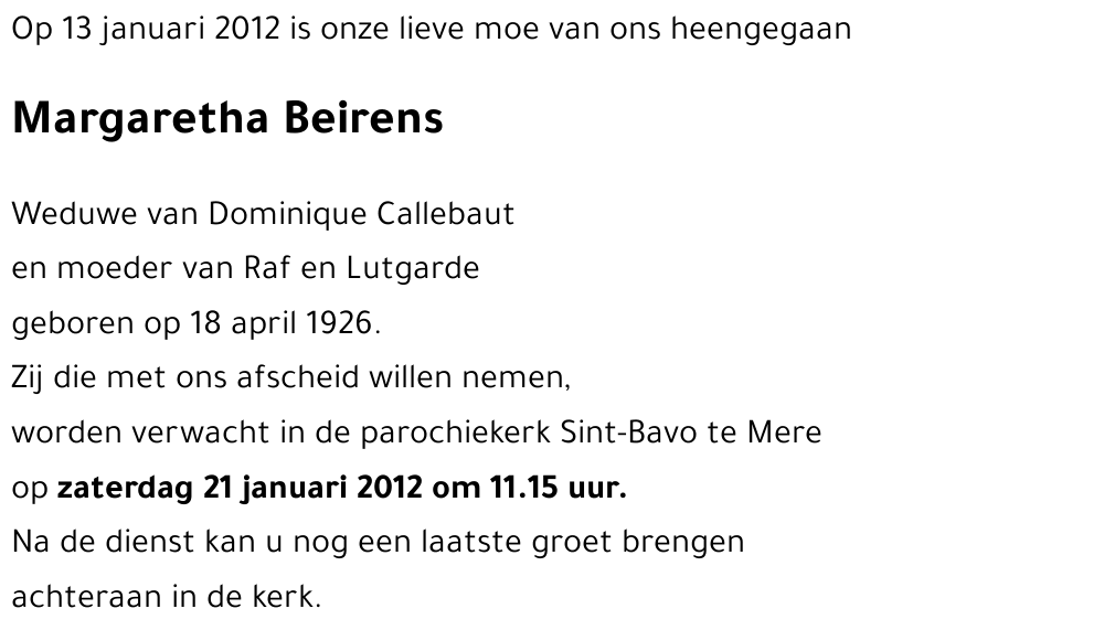 Margaretha BEIRENS