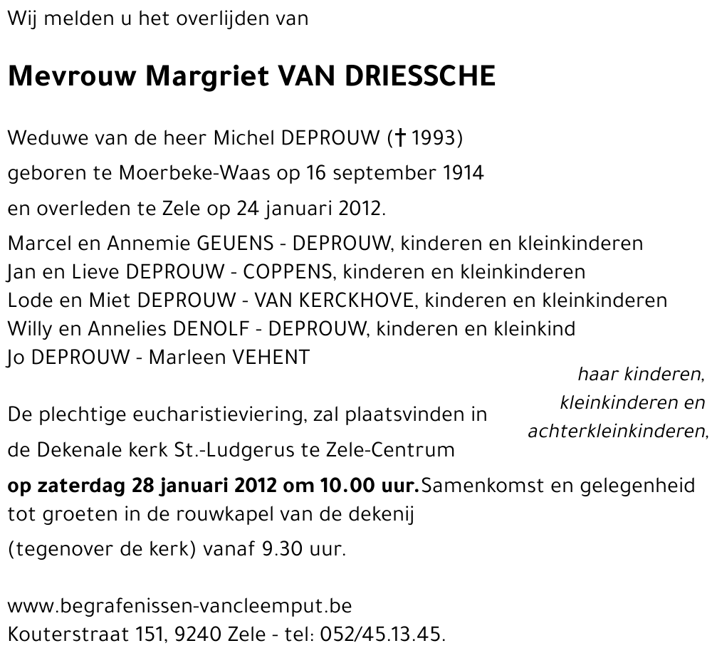 Margriet VAN DRIESSCHE