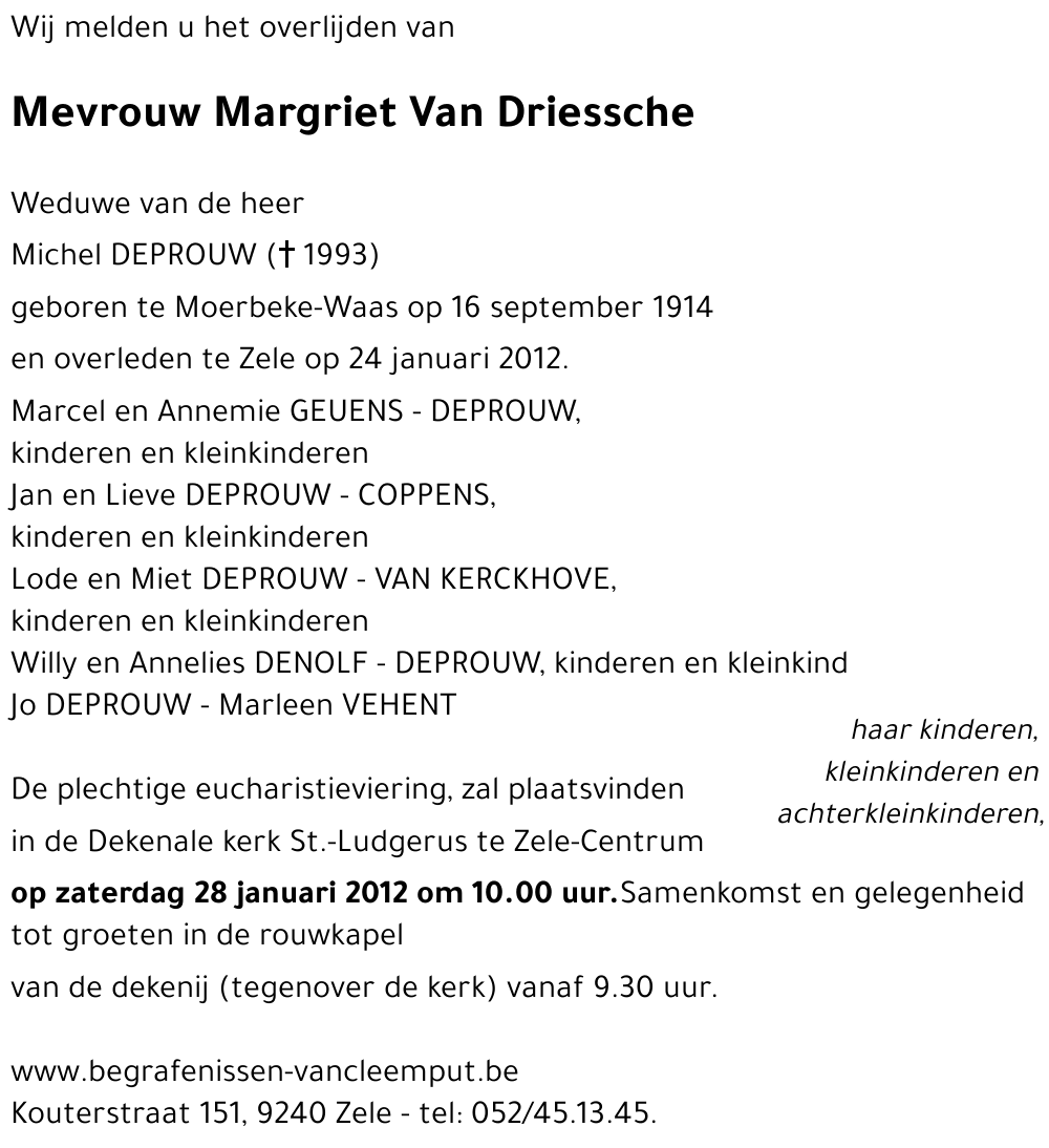 Margriet VAN DRIESSCHE